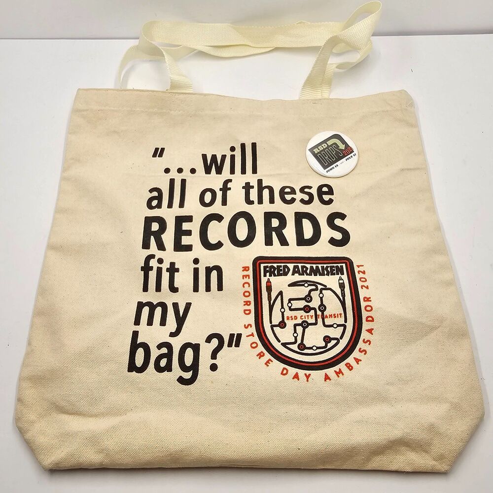 Record Store Day 2021 Tote Bag Canvas Fred Armisen Ambassador LP Vinyl Button